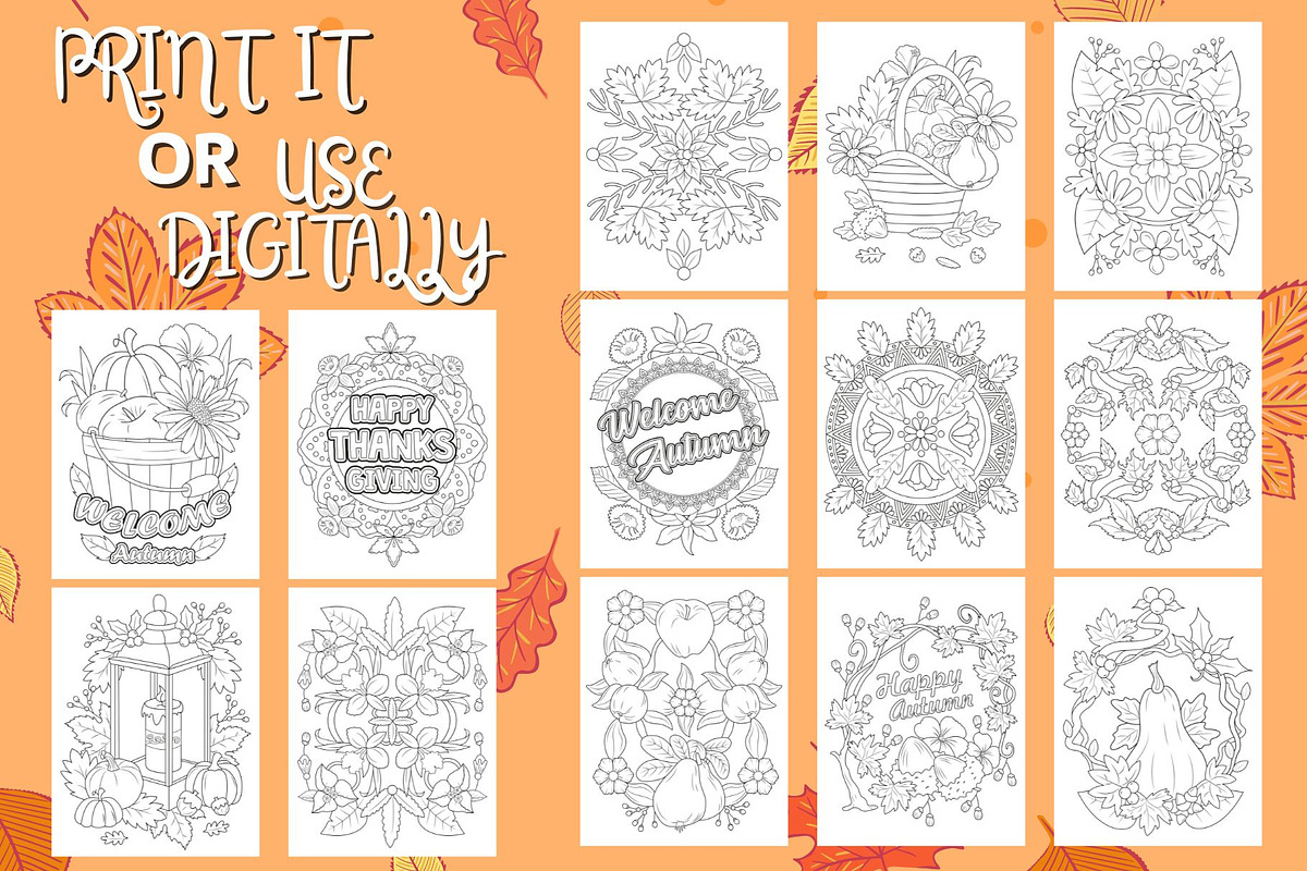 Autumn coloring book, a Seasonal Illustration by Line Store (Photo 2 of 4)