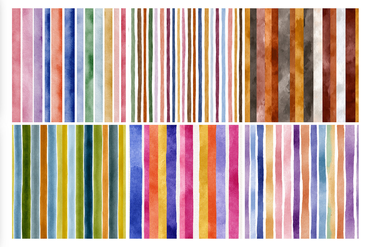 Watercolor Stripes Pattern Digital P, an Illustration by Daily.Designs (Photo 4 of 5)