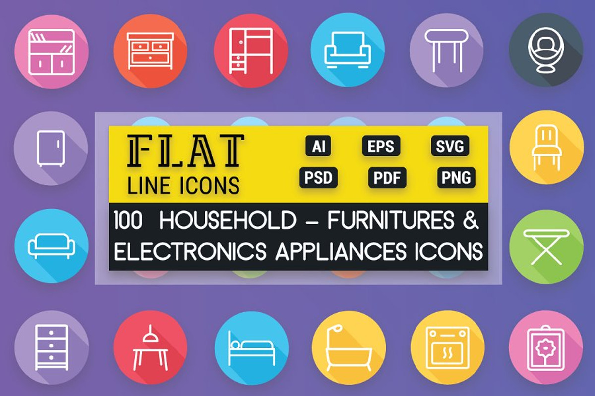 Home Appliances and Furniture Icons, an Outline Icon by FlatLineIcons (Photo 3 of 7)