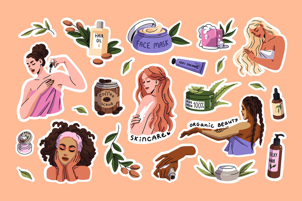 Women use beauty cosmetics set, a Person Illustration by PaperTrident (Photo 1 of 8)