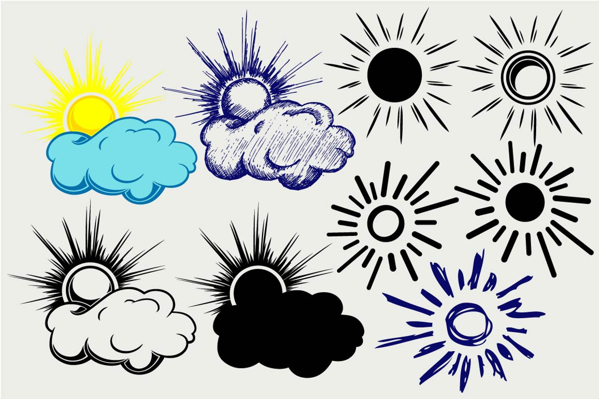 Sun in the clouds SVG, an Outline Icon by LineworkStock