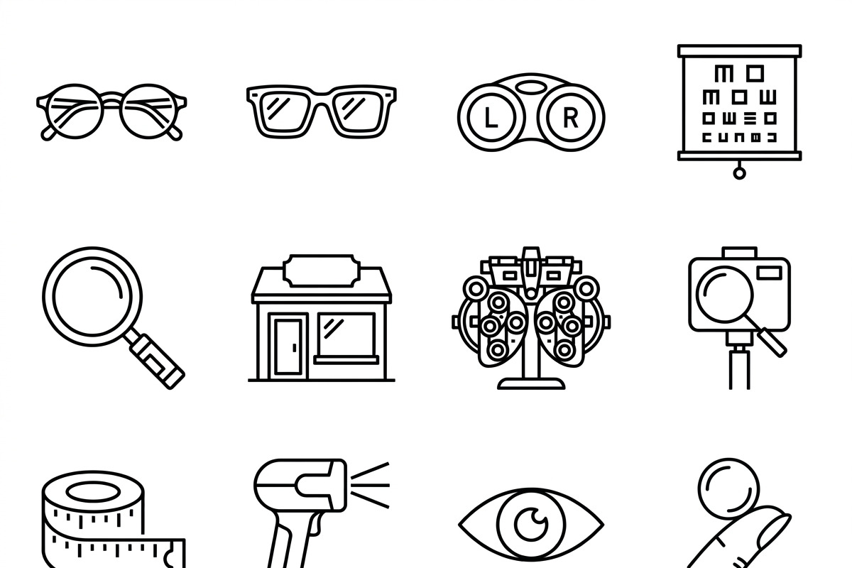 Bundles Set Optical Store Icons, an Outline Icon by adenpinkstore (Photo 1 of 44)