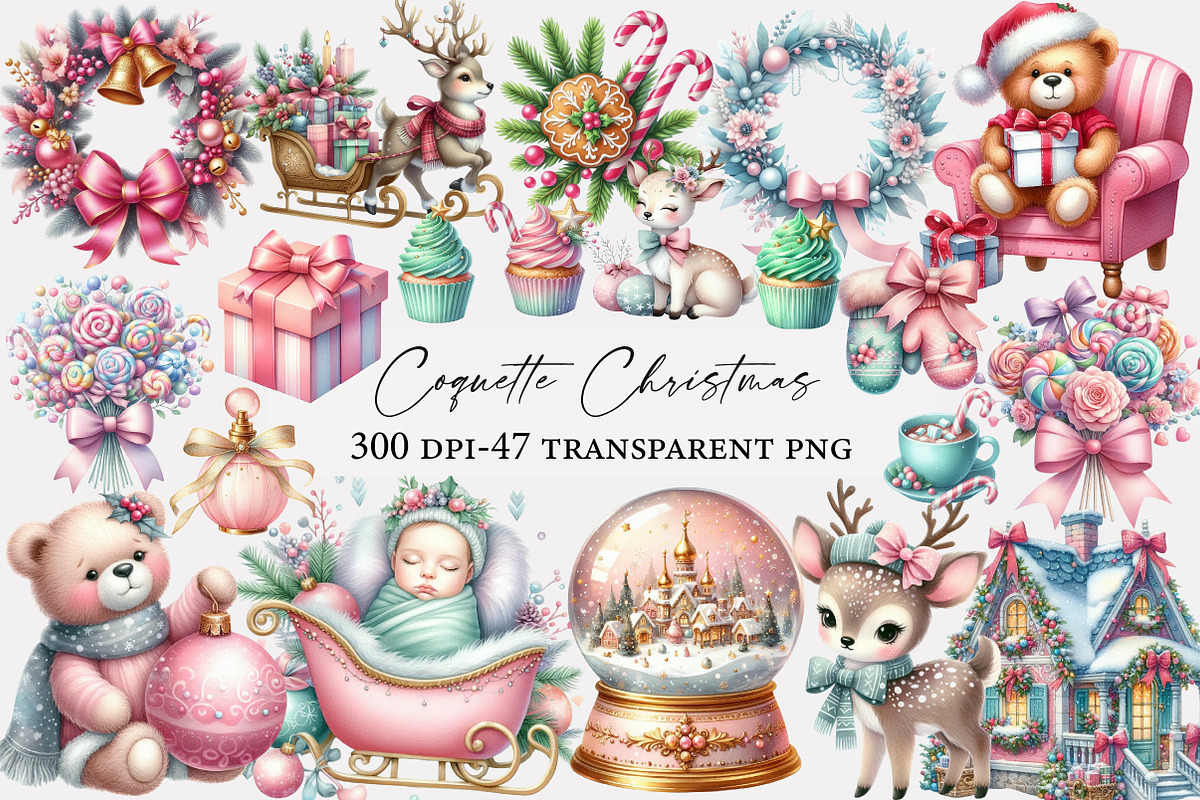 Coquette Christmas Clipart, an Illustration by Designworld (Photo 1 of 5)