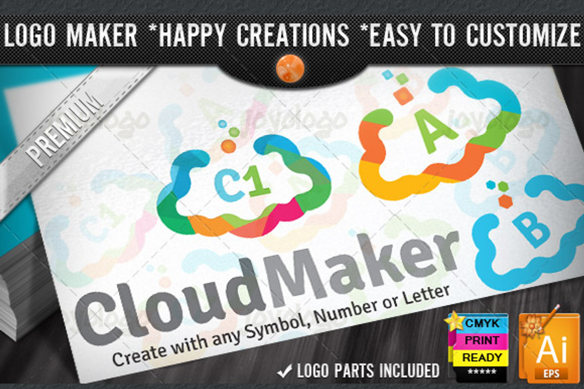 Colorful Flat Cloud Logo Maker Set, a Branding & Logo Template by joyologo (Photo 1 of 3)