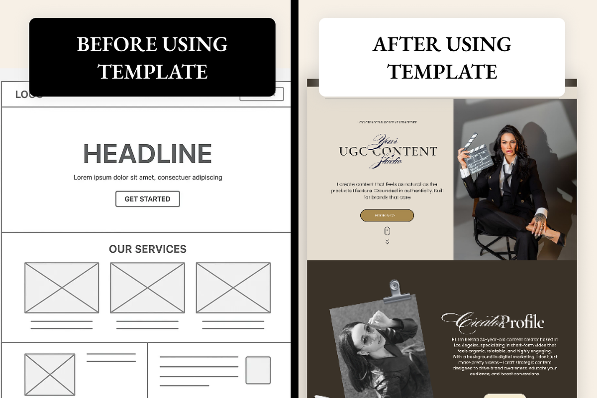 UGC Creator Beige Aesthetic One Page, a Marketing Template by AtelierDuVow (Photo 7 of 10)