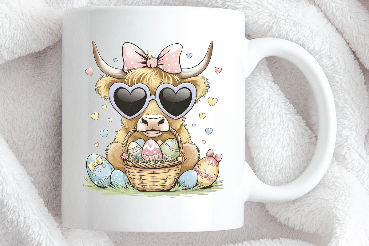 Easter Day Highland Cow PNG, Cute Co, an Illustration by DreamPrint404 (Photo 3 of 7)