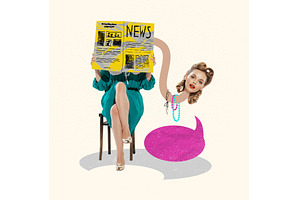 Contemporary art collage. Young