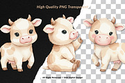 15 Bundle Watercolor Cow Kids Brown, an Animal Illustration by Morspective (Thumbnail 2 of 8)