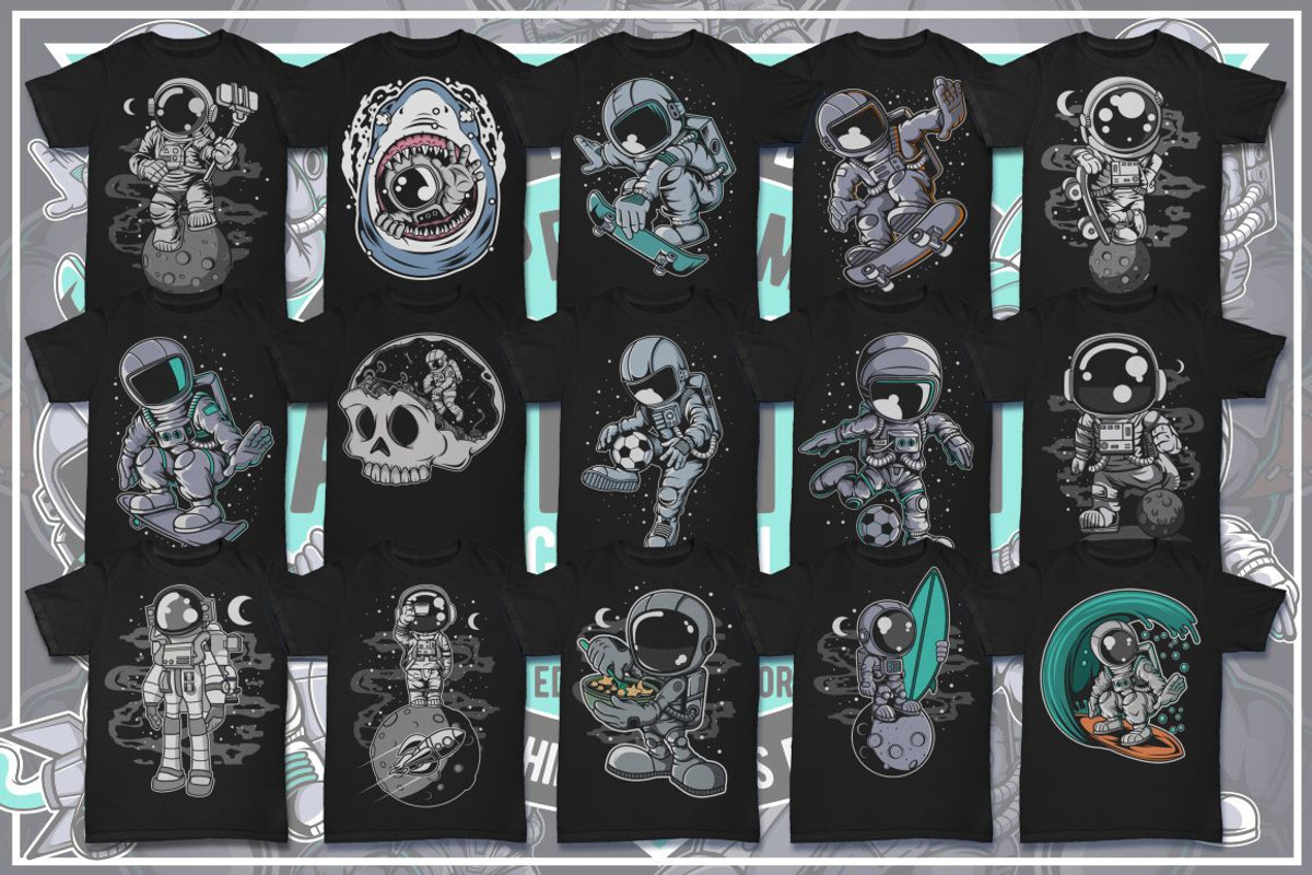 100 Astronaut Cartoon Designs Bundle, an Illustration by roach_graphic (Photo 7 of 16)