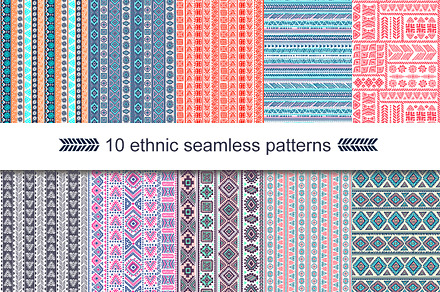 10 Unique ethnic seamless patterns