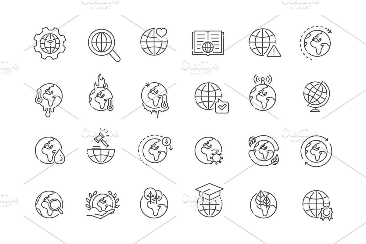 Globe vector icons, an Outline Icon by Tettygreen (Photo 2 of 2)