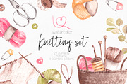 Watercolor Knitting Set Clipart, a Texture Illustration by YuliyaArtGarden (Thumbnail 8 of 8)