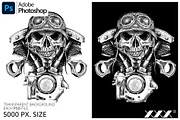 Motorcycle Skull T-Shirt Design, an Illustration by XXX (Thumbnail 1 of 2)
