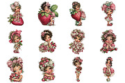 Whimsical Strawberry Girl Clipart, a Seasonal Illustration by CitraGraphics (Thumbnail 2 of 6)