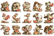 Summer Watermelon Animal PNG Clipart, an Illustration by OK Design (Thumbnail 3 of 6)