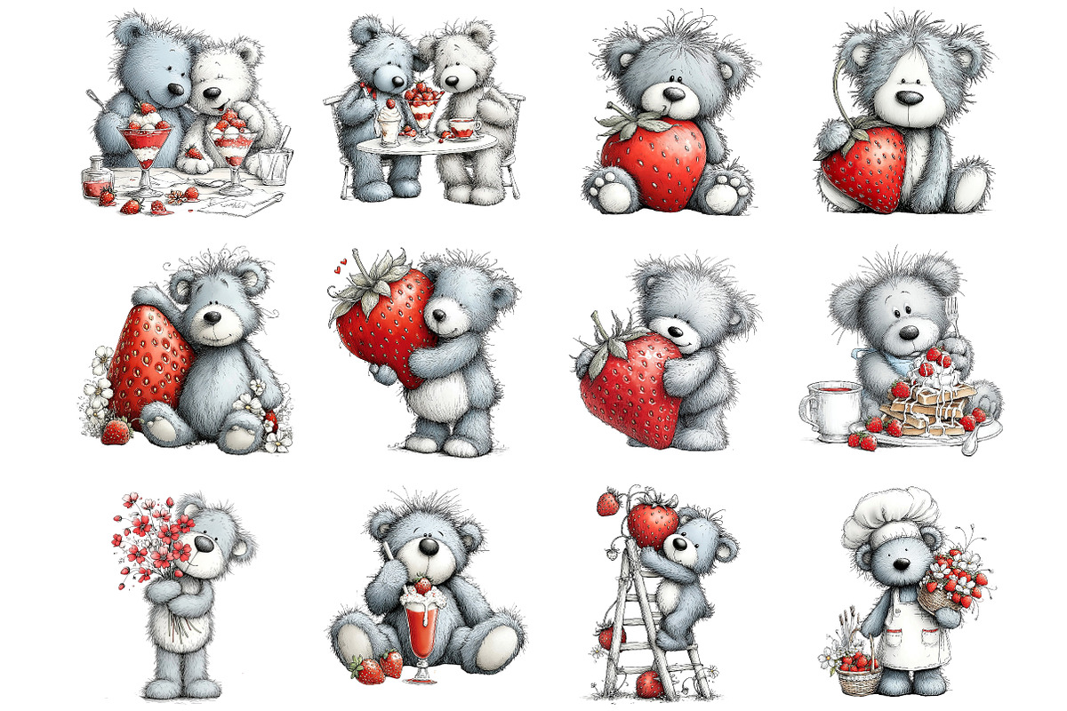 cute grey teddy bear Clipart, an Illustration by DreamArtGraphic (Photo 3 of 4)