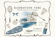 Badminton Vibe Hand Painted Clipart, a Sport Illustration by ArtMaslyana (Thumbnail 1 of 7)