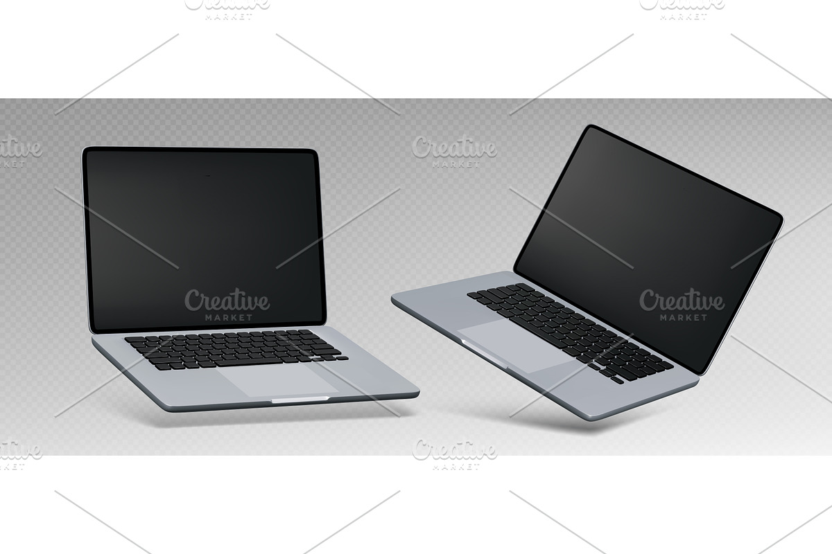 3d silver laptop mockup computers, a Technology Illustration by art PVP - market