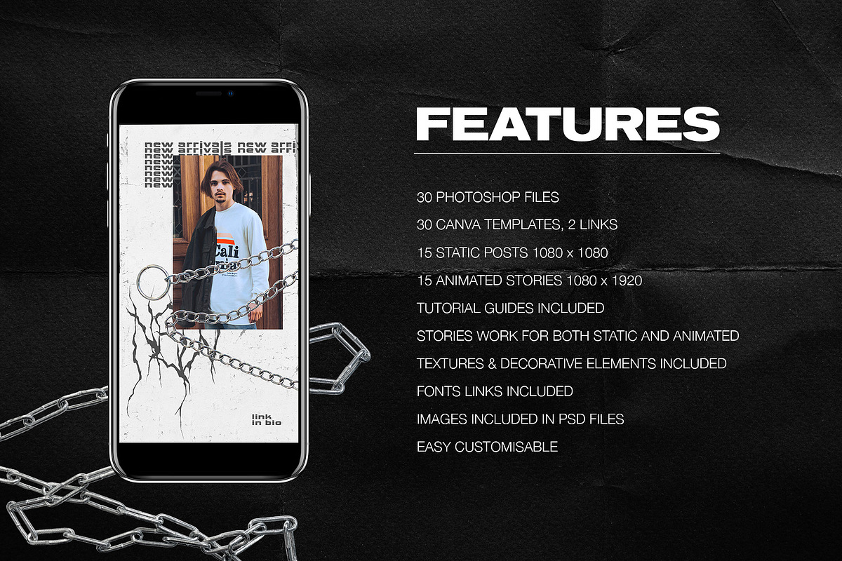 Grunge Instagram Templates Ps, Canva, a Social Media Template by Marie T (Photo 15 of 18)