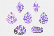 Watercolor Galaxy Crystal Clipart, an Illustration by TigerlilyDesignCo (Thumbnail 2 of 2)