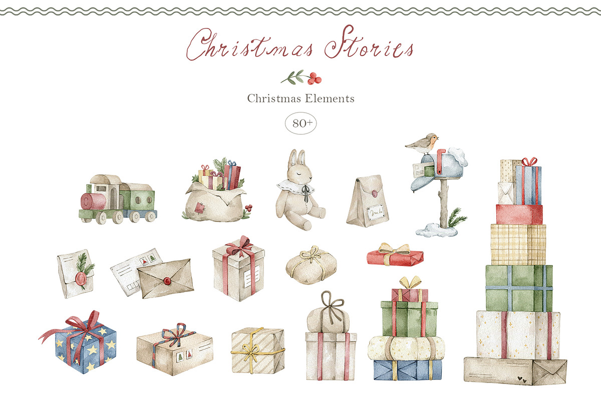 Christmas Stories Watercolor Animals, a Seasonal Illustration by Kreker Kate (Photo 11 of 12)