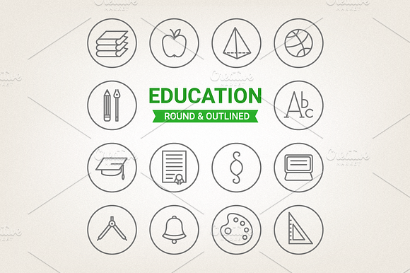 Circle education icons preview 2