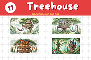 Vintage Watercolor Treehouse in Lus, a Background Graphic by John_Walker (Thumbnail 4 of 4)