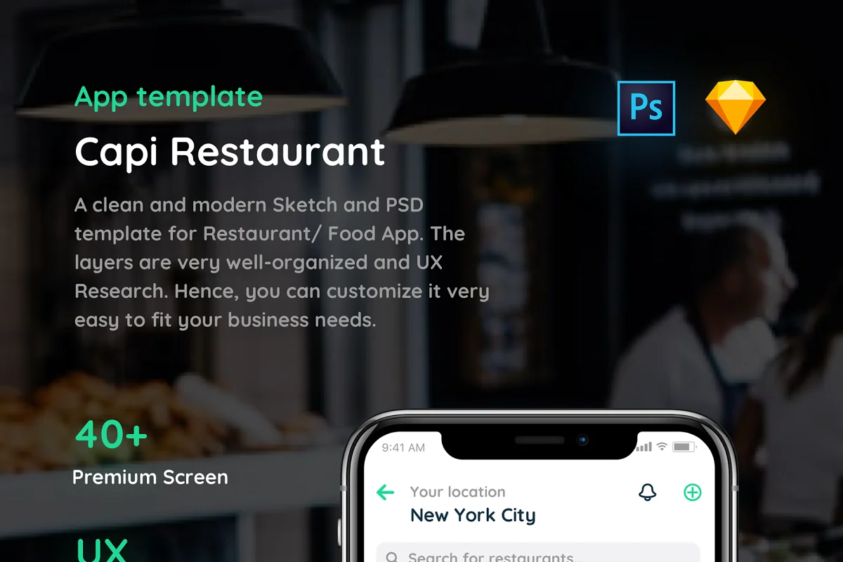 Capi Restaurant UI Kit iOS iphone X, an App Template by Capi Product (Photo 7 of 8)
