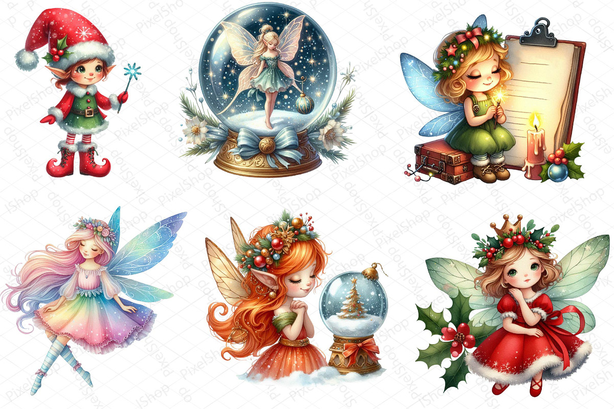 Fantasy Christmas Fairy Clipart Bund, an Illustration by DreamPrint404 (Photo 3 of 4)