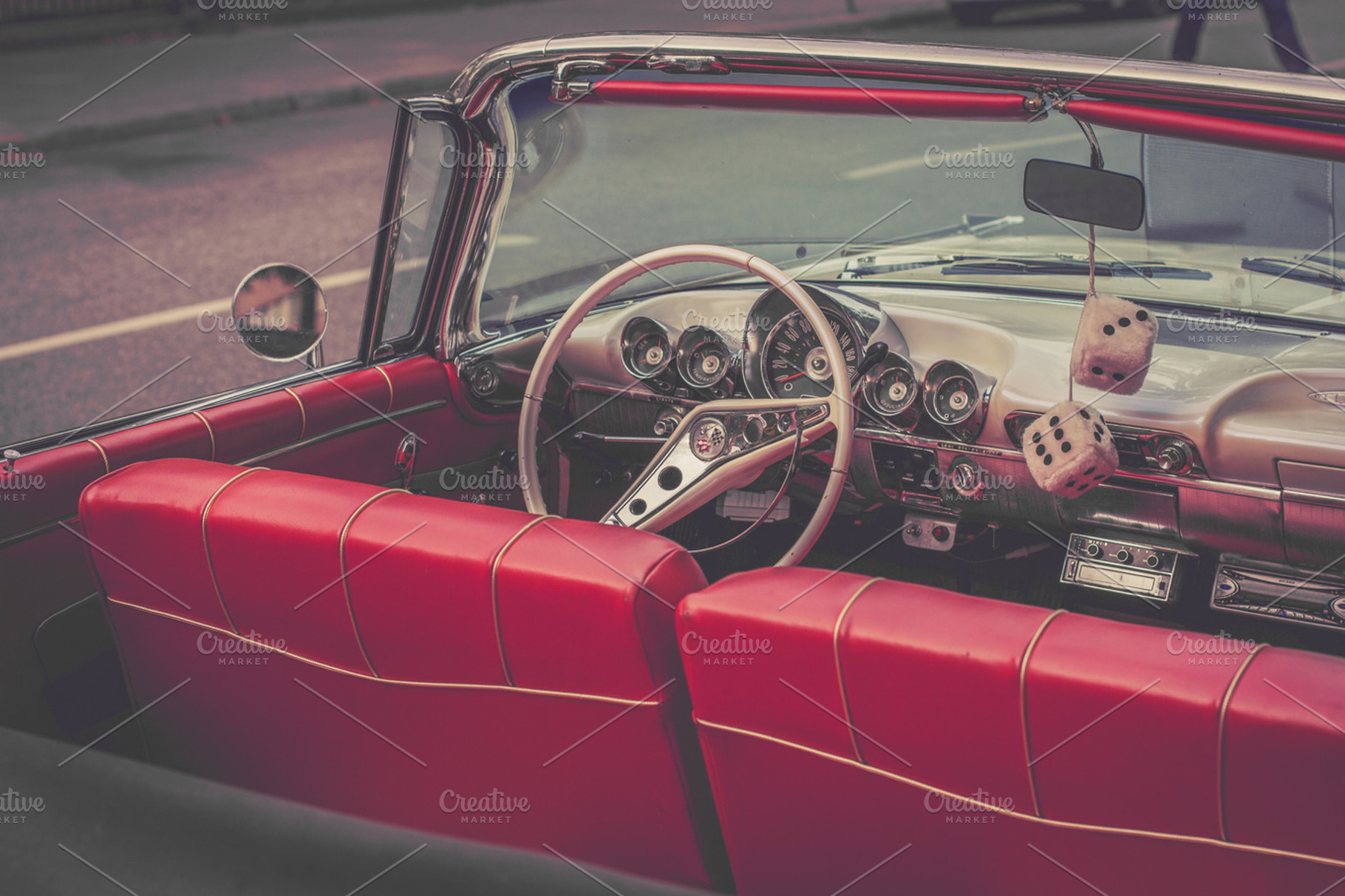 Classic Red Car Interior