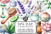 Watercolor Spa Day Clipart Bundle, a Seasonal Illustration by Libby Wishes (Thumbnail 1 of 7)