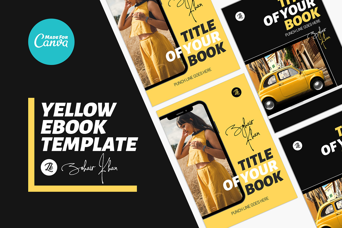 Canva Yellow Ebook Template, a Templates & Theme by ZohairKhanLtd (Photo 1 of 6)
