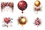 Burgundy and Gold Balloons Clipart, an Illustration by DreamArtGraphic (Thumbnail 3 of 4)