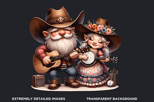 Watercolor Cowboy Gnome Clipart Set