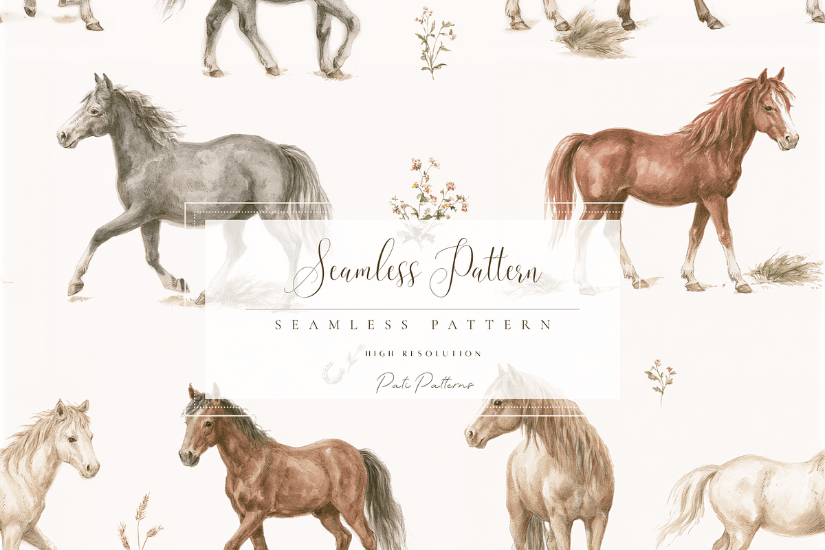 Seamless Horses Pattern PNG, a Pattern Graphic by Pati Charm Studio (Photo 1 of 6)