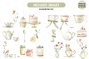 Tea Party Watercolor Clipart Set, an Illustration by TatiMockup (Thumbnail 3 of 5)
