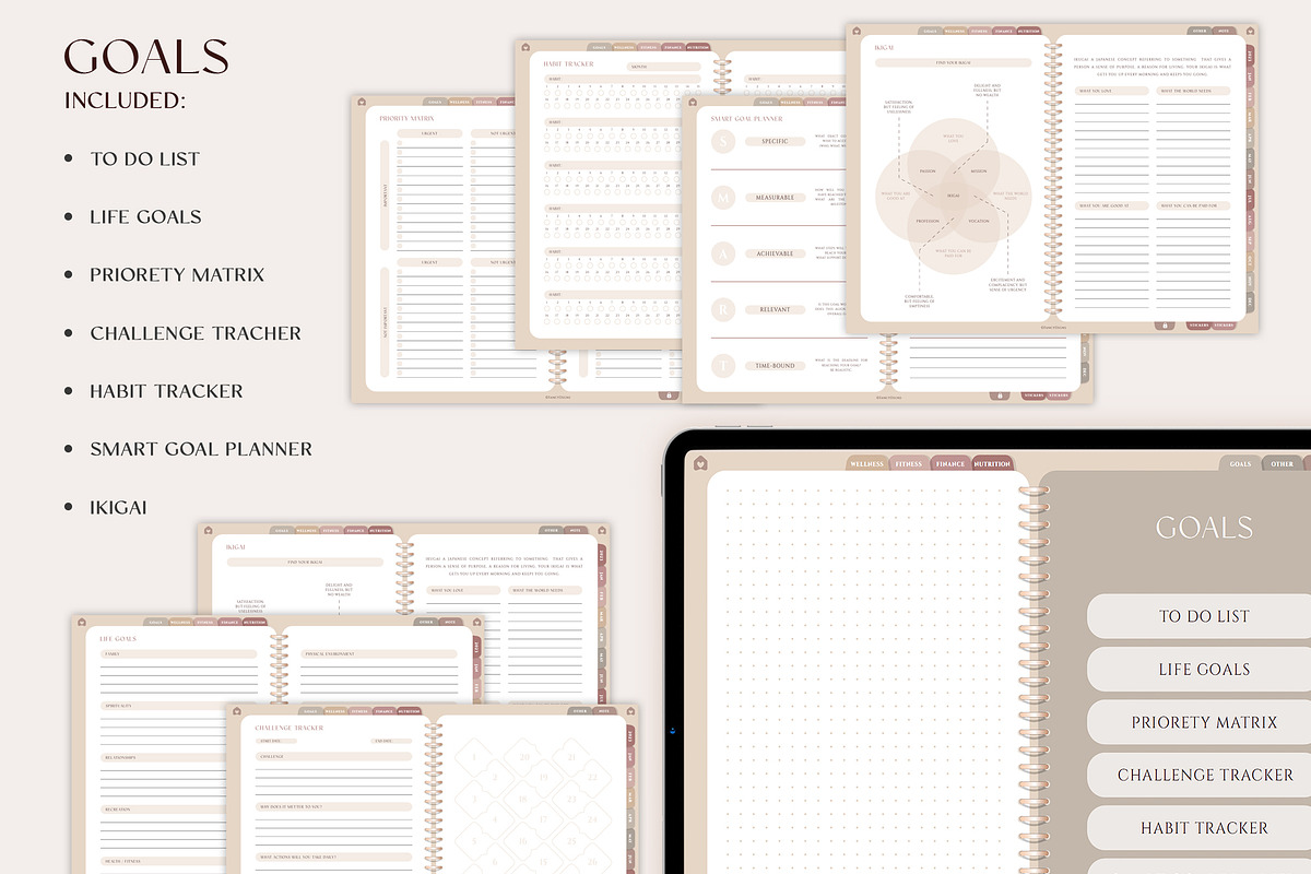 Undated digital planner, a Presentation Template by SofiaDesign16 (Photo 9 of 13)