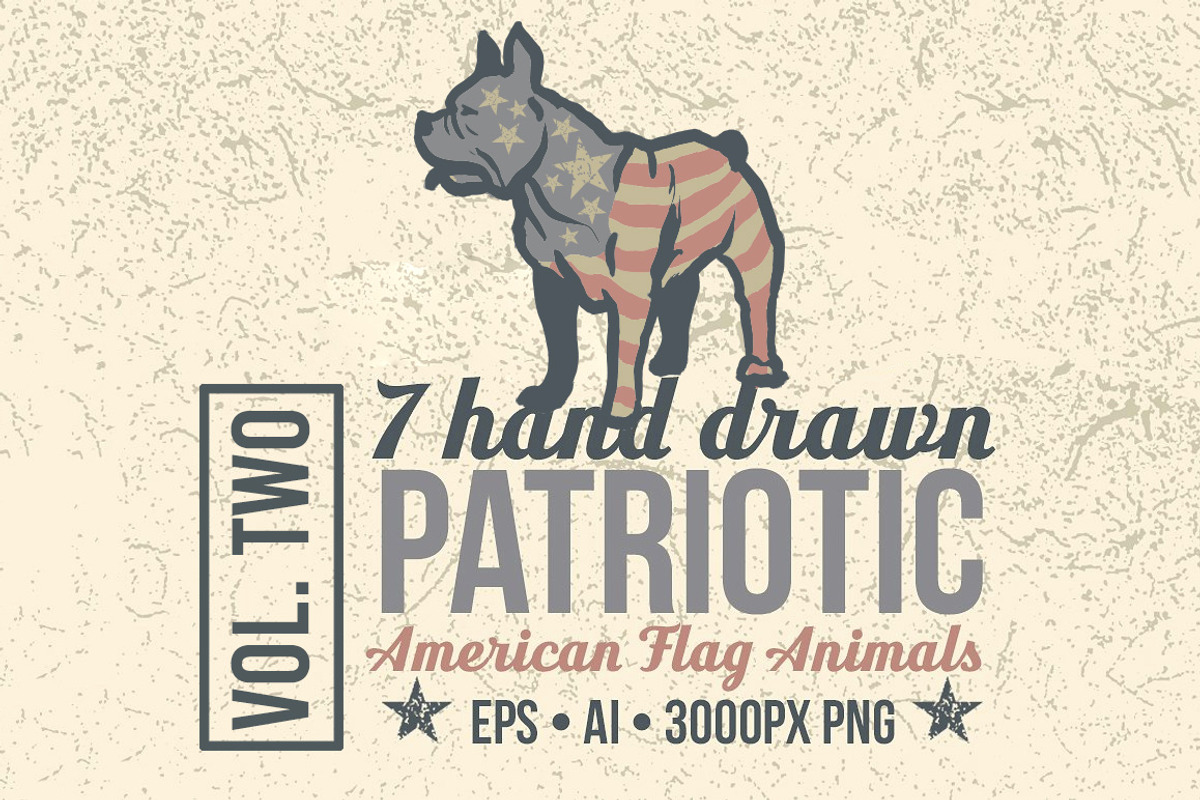 7 Hand Drawn Patriotic Animals Vol 2, an Animal Illustration by Phosphorus Design Co. (Photo 1 of 4)
