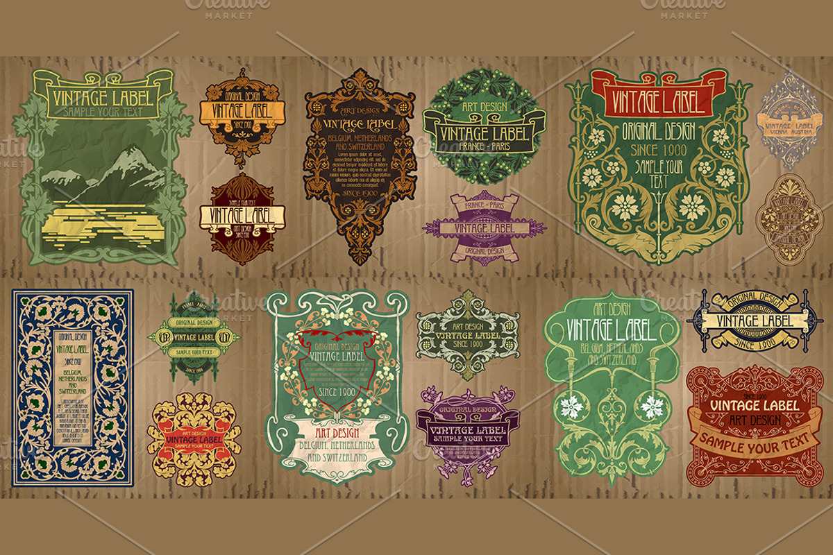 Label Art Nouveau - mega set, a Decorative Illustration by Stanislav Kharchevskyi (Photo 11 of 12)