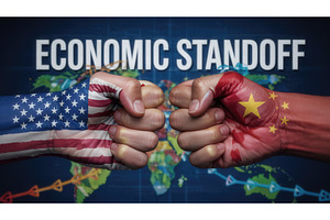 Two fists painted with USA and China, an Illustration by tilialucida
