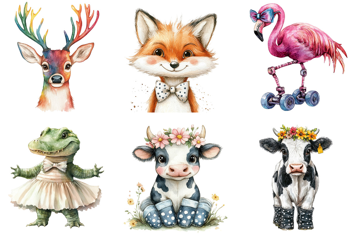 Quirky Animals Collection Clipart, an Illustration by DreamArtGraphic (Photo 3 of 5)