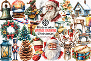 Vintage Drawing Christmas Clipart, an Illustration by Canvas Craft (Thumbnail 1 of 7)