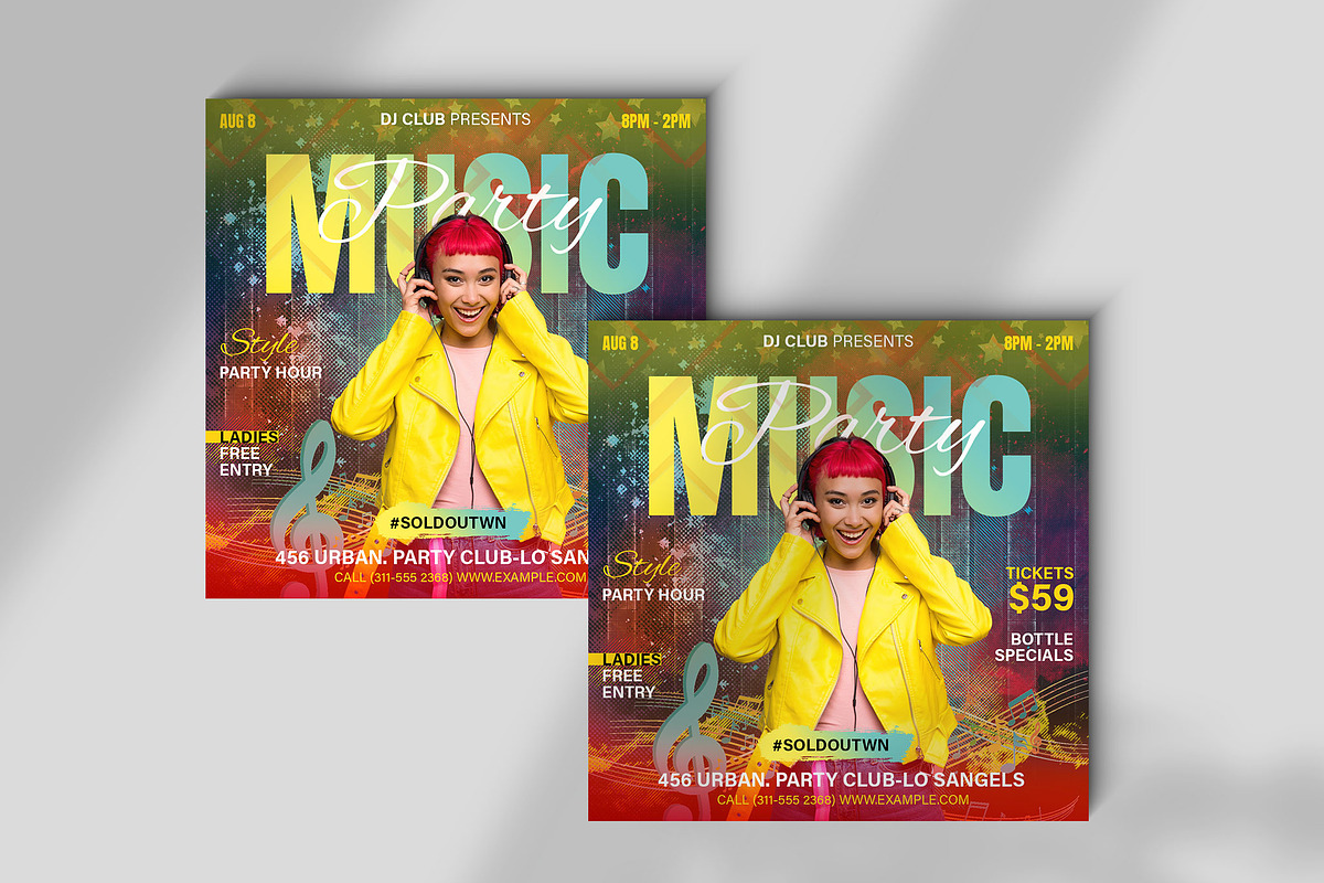 DJ Music Party Flyer Template, a Flyer Template by Spark_Creative (Photo 2 of 2)