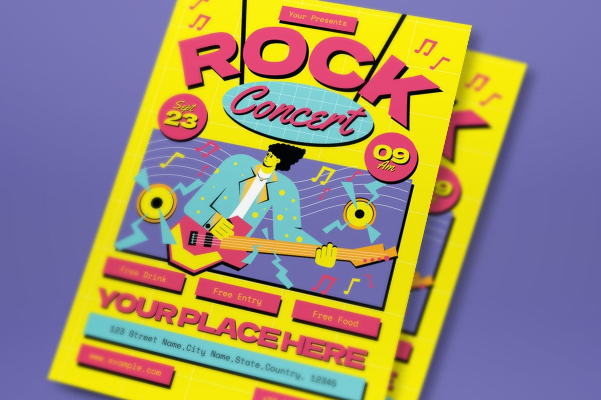Yellow Flat Rock Concert Flyer Set, a Flyer Template by graphicook (Photo 2 of 3)