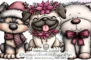 Whimsical Christmas Fluffy Dogs Clip, an Illustration by Sublimation Artist (Thumbnail 1 of 6)