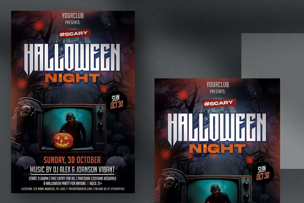 Halloween Event Flyer Template PSD, a Flyer Template by PixelsDesign
