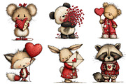 Quirky Valentines Animals Clipart, an Illustration by Dream Creation (Thumbnail 2 of 7)