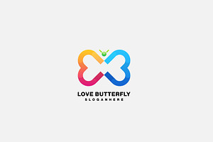 Butterfly Logo Line Art Design Gradi