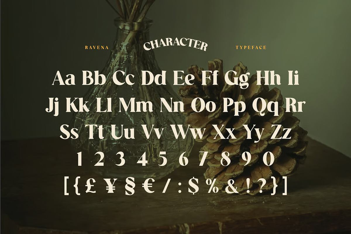 Ravena – Elegant Retro Serif Font, a Serif Font by Brand Earth (Photo 2 of 7)