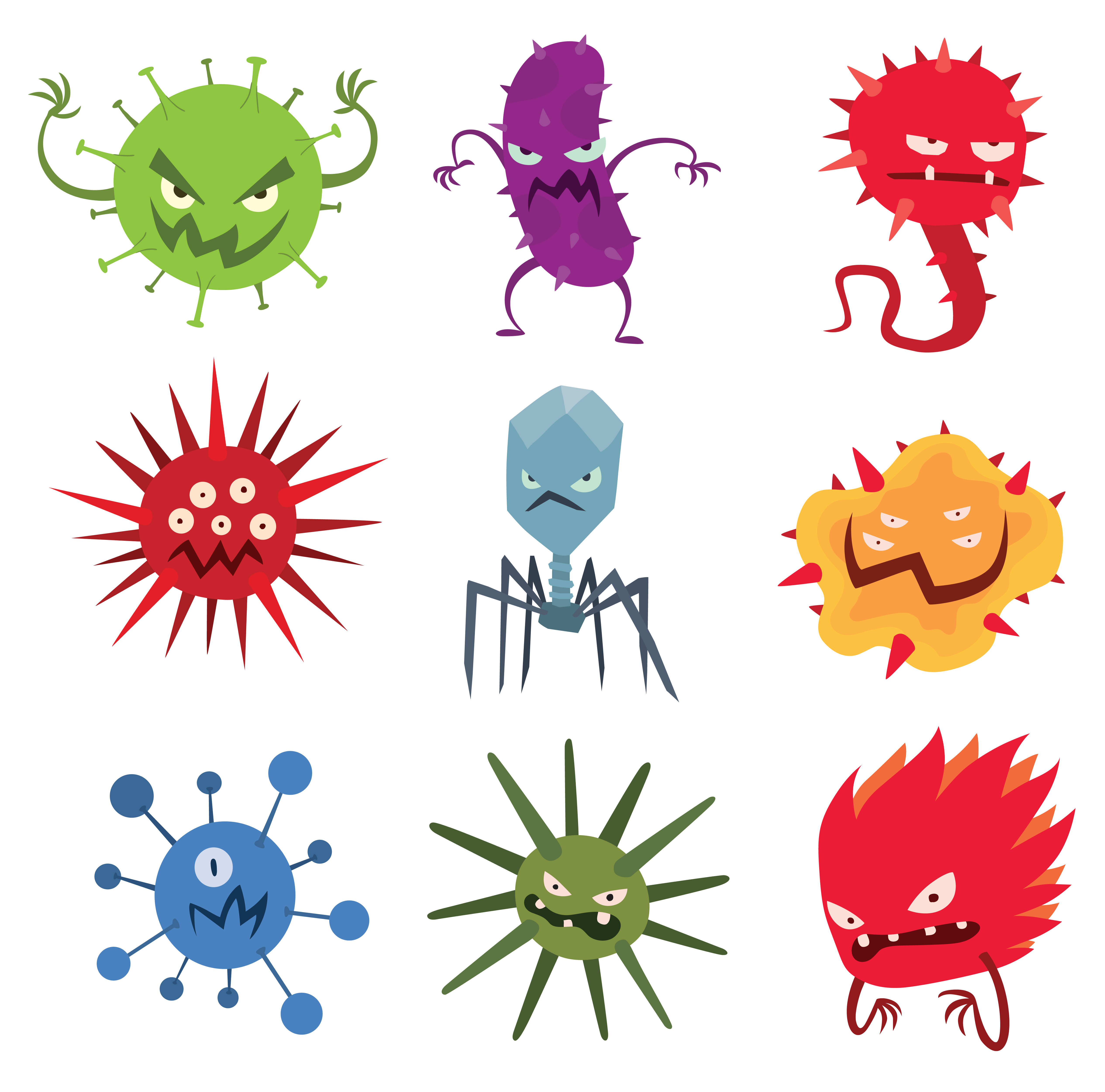 Cartoon Viruses Characters Vector, An Animal Illustration By 